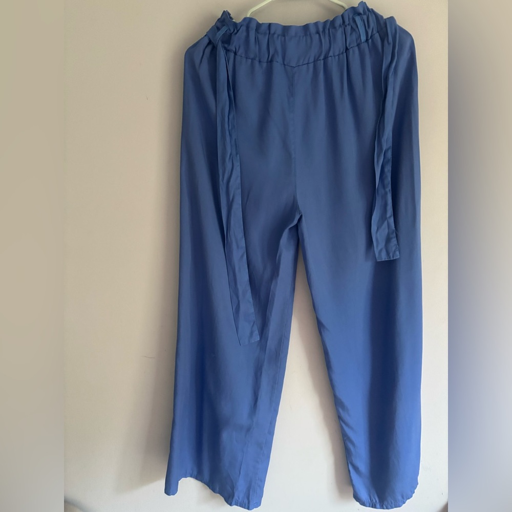 L&D Blue Paperbag Wide Leg Pants Elastic Waist Size M